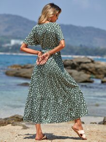 RueChic Abiti con stampa fiorellini manica a farfalla con volant