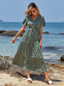 RueChic Abiti con stampa fiorellini manica a farfalla con volant