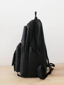 5pcs Backpack Set Letter Pattern Classic Backpack Square Bag Pencil Case For School - Black - View 4