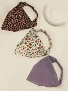 3入組女孩花朵印花髮帶