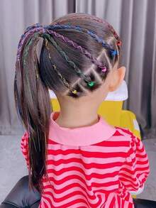 30入組女童朋克風格金屬編織繩,色彩繽紛的編織工具,適用於像街頭舞蹈表演和特殊場合一樣的時髦出場