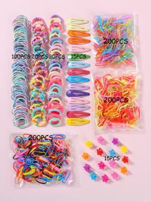 780pcs Toddler Girls Flower Decor Hair Accessory Set - Multicolor - View 3