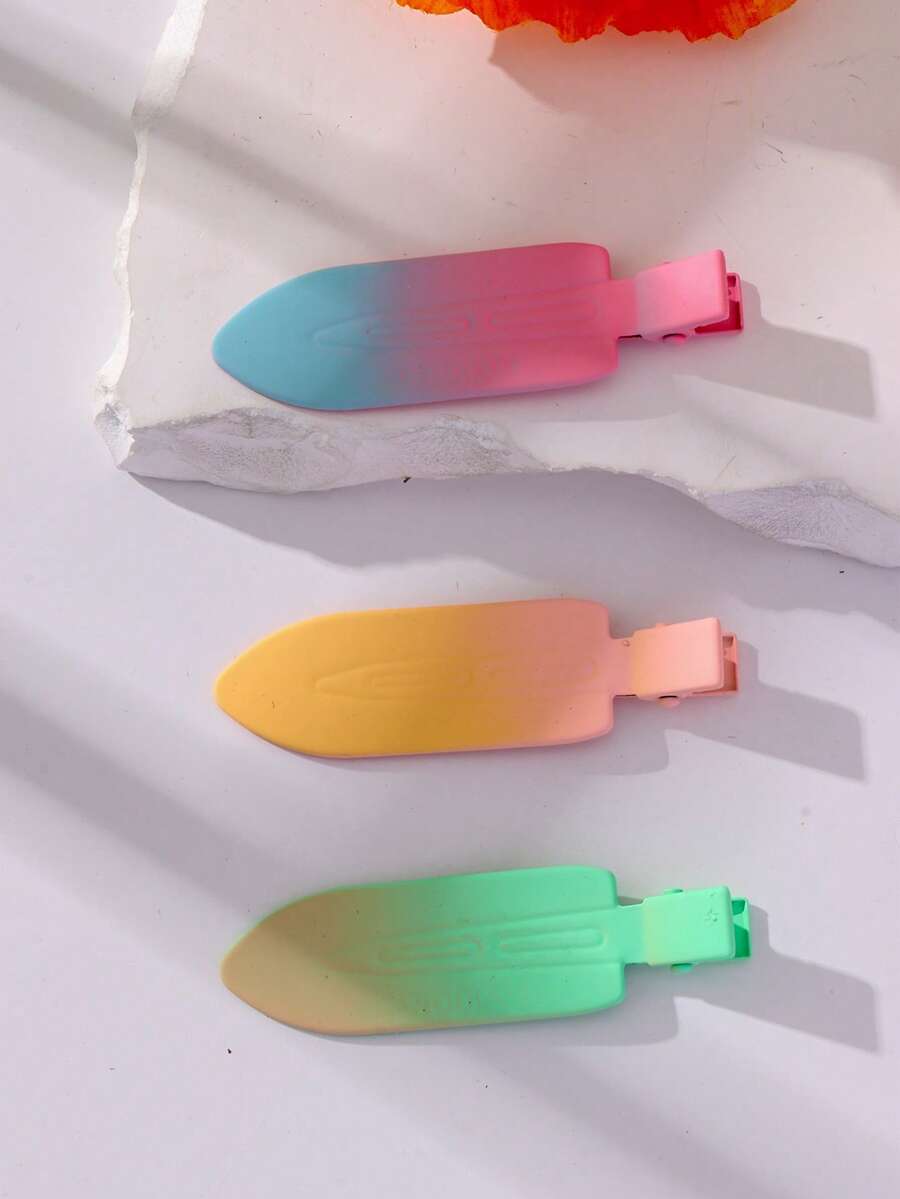 3入組小女童漸層時尚鴨嘴夾適用於頭髮裝飾用品
