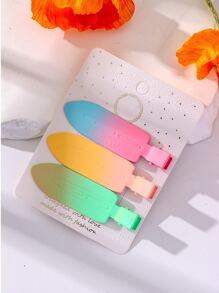 3入組小女童漸層時尚鴨嘴夾適用於頭髮裝飾用品