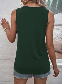 SHEIN LUNE 半排扣背心上衣 - 墨綠色 - 查看 2