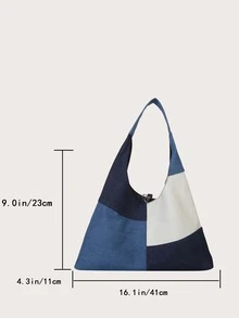 大流浪包撞色拼貼頂部單條提帶適用於日常