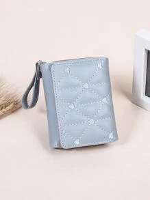 Monedero pequeño con bordado de corazón PU - Azul - Ver 2