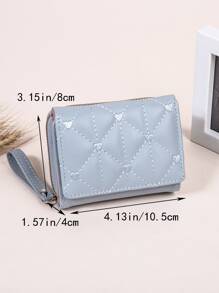 Monedero pequeño con bordado de corazón PU - Azul - Ver 4