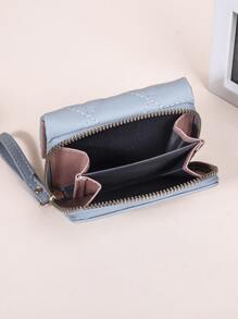 Monedero pequeño con bordado de corazón PU - Azul - Ver 6