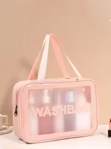 3入組字母圖案化妝包套裝PVC化妝包洗漱包化妝袋收納袋女性學生用品學校用品大學寢室必需品學生旅行必備防水沙灘袋沙灘用品沙灘毛巾整理袋沙灘配件假日包假日必備夏季假期浴室浴室用品唇彩唇油整理袋節日返校必備宿舍必備 - 粉色 - 查看 3