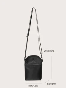 Mini Crossbody Bag Polyester Black Zip Front - Black - View 4