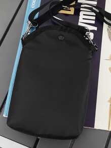 Mini Crossbody Bag Polyester Black Zip Front - Black - View 7