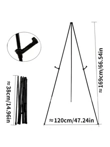 1pc Metal Art Easel Stand With 9 Segments, 169cm In Height And 120cm In Width, Convenient Style For Students And Artists, Portable & Foldable With Tripod Design - Black - View 8