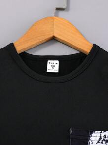 Chicas Conjunto de pijama con estampado de corazón - Negro - Ver 3