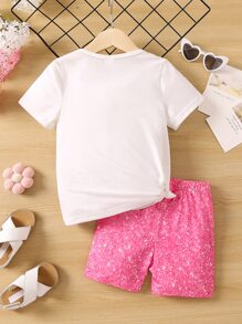 SHEIN Cô Gái Trẻ Slogan Giải trí Thoải mái Đơn giản Vòng cổ Tay thường 2 cái/bộ Cho mùa hè - Nhiều màu - Xem 2