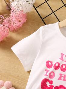 SHEIN Cô Gái Trẻ Slogan Giải trí Thoải mái Đơn giản Vòng cổ Tay thường 2 cái/bộ Cho mùa hè - Nhiều màu - Xem 3