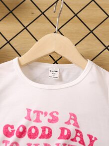 SHEIN Cô Gái Trẻ Slogan Giải trí Thoải mái Đơn giản Vòng cổ Tay thường 2 cái/bộ Cho mùa hè - Nhiều màu - Xem 5