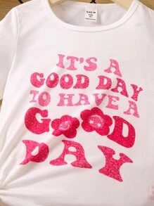 SHEIN Cô Gái Trẻ Slogan Giải trí Thoải mái Đơn giản Vòng cổ Tay thường 2 cái/bộ Cho mùa hè - Nhiều màu - Xem 6