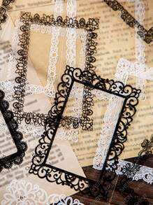 havea good day 30入組蕾絲圖案什錦貼紙DIY工藝創意多用途貼紙手冊拼貼卡片裝飾 - 黑與白 - 查看 1