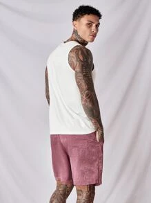 SHEIN Men Solid Tank Top & Shorts PJ Set - Multicolor - View 2