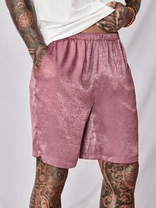 SHEIN Men Solid Tank Top & Shorts PJ Set - Multicolor - View 3