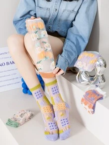 Mujer 2 pares con patrón floral al azar de moda para diariamente - Multicolor - Ver 4