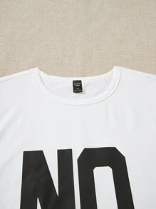 SHEIN Essnce Plus Letter Graphic Drop Shoulder Tee - White - View 4