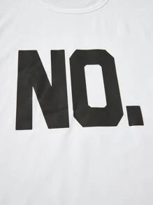 SHEIN Essnce Plus Letter Graphic Drop Shoulder Tee - White - View 5