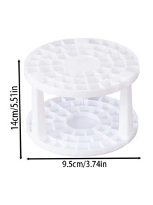 1pc Plastic Desktop Makeup Brush Holder, Minimalist White Round Multi-grid Makeup Brush Storage Rack For Makeup Brush Storage, Home - White - View 2