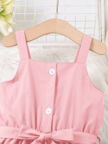 Chicas Vestido de tirantes de dos capas bajo - Rosa Pálido - Ver 3