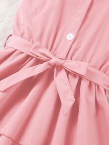 Chicas Vestido de tirantes de dos capas bajo - Rosa Pálido - Ver 4