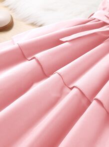 Chicas Vestido de tirantes de dos capas bajo - Rosa Pálido - Ver 5