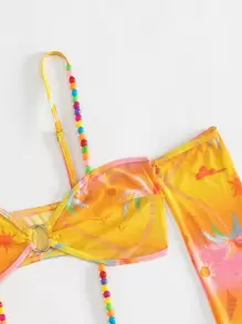 SHEIN Swim Floral Print Cold Shoulder Cover Up Dress Summer - Multicolor - View 6