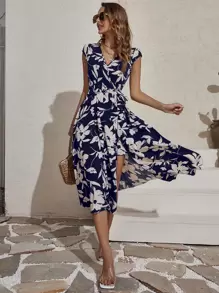 Breezaya 花卉印花裹身下摆长裙 度假海滩装 女装