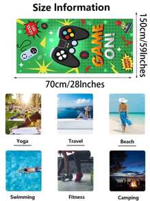 1入組遊戲手柄圖案沙灘巾現代超細纖維戶外沙灘巾 - 彩色 - 查看 5