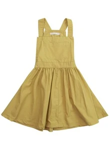 Chicas Vestido overol unicolor con bolsillo delantero sin camiseta - Caqui - Ver 3