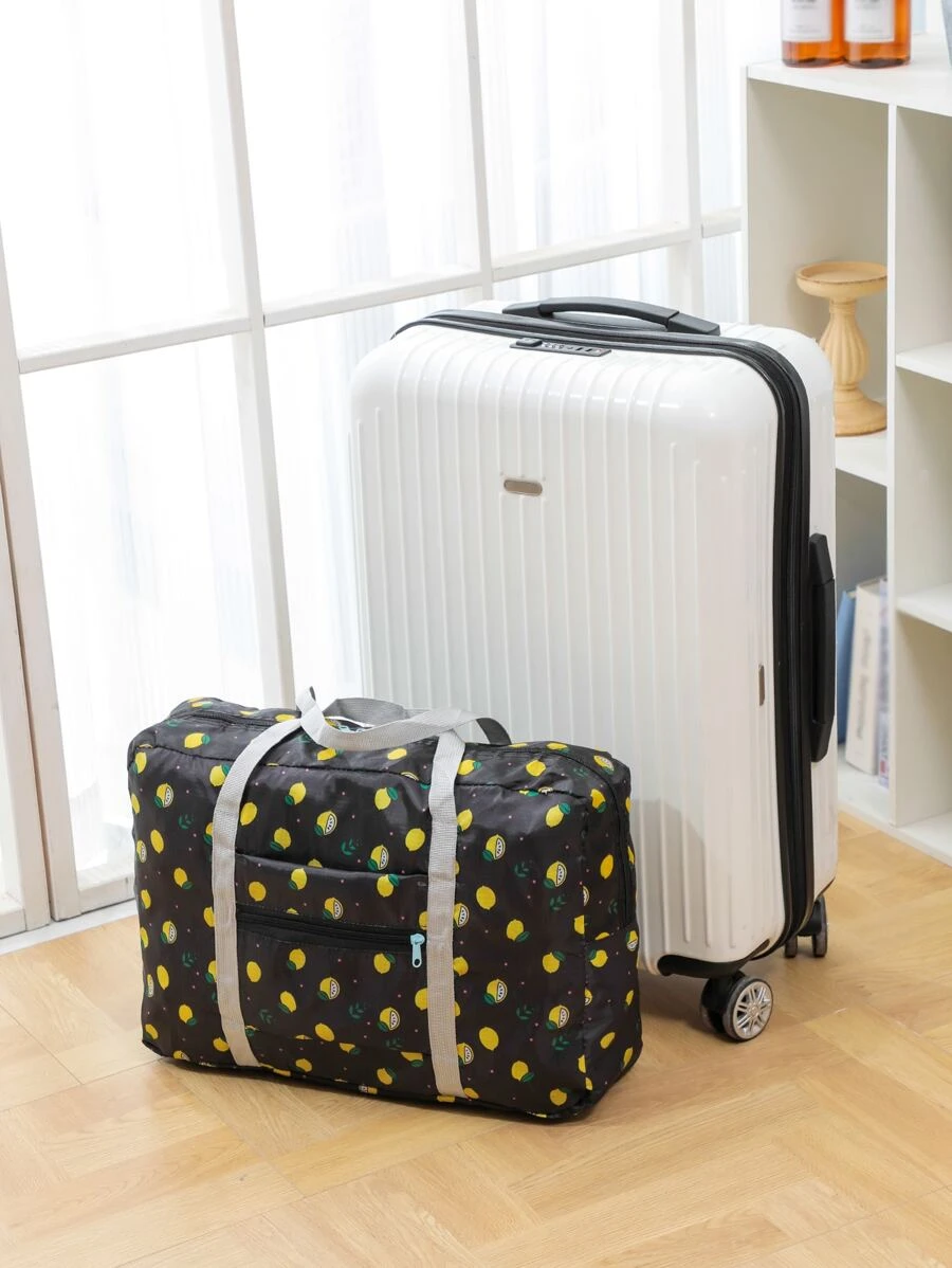 BRIVILAS 1 Túi Đựng Đồ Du Lịch Họa Tiết Chanh, Túi Đựng Đồ Du Lịch Polyester Hiện Đại Dành Cho Du Lịch - màu đen - Xem 1