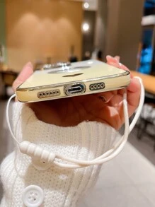 Vỏ điện thoại in hình trái tim có dây buộc - Vàng - Xem 4