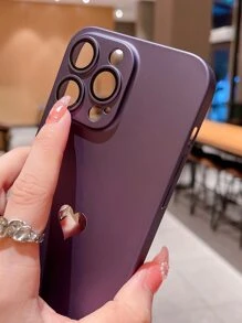 高品质超薄 0.8MM PC 人造皮革，耐磨，带镜头膜的油孔，电镀心形标志+织物挂绳，新款高级手机壳保护套适用于 Iphone 16 系列 - 紫色 - 查看 3