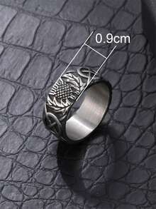Hombres Anillo metálico con textura - Plateado - Ver 5