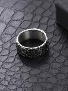 Hombres Anillo metálico con textura - Plateado - Ver 6