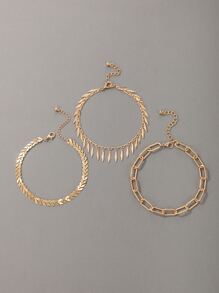 3入組/套幾何裝飾腳錬 - 金黃色 - 查看 3