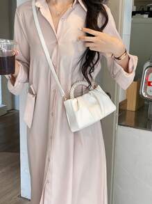 Túi đeo chéo Nữ màu trơn - Màu be - Xem 3