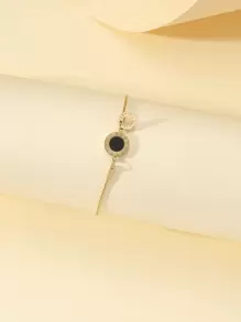 1入組時尚羅馬數字細節圓形裝飾手鏈適合女士日常裝飾 - 金黃色 - 查看 2