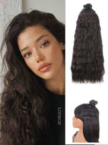 Extensión del pelo largo rizado sintético - Dark Brown - Ver 1