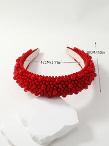 珠子裝飾髮箍 - 紅色 - 查看 5