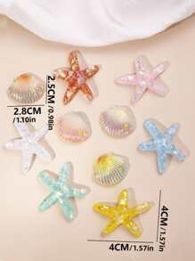 10 cái Màu ngẫu nhiên Sao biển & Vỏ trang trí Phụ kiện tóc DIY - Nhiều màu - Xem 3