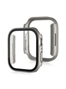 1 PIEZA Estuche impermeable chapado, estuche rígido de PC con protector de pantalla para Applewatch S10/9/8/7/6/SE/5/4/3/2/1 para 40mm/41mm/44mm/45mm/46mm/49mm/S10 42MM - Champán - Ver 2