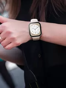 1 PIEZA Estuche impermeable chapado, estuche rígido de PC con protector de pantalla para Applewatch S10/9/8/7/6/SE/5/4/3/2/1 para 40mm/41mm/44mm/45mm/46mm/49mm/S10 42MM - Champán - Ver 4