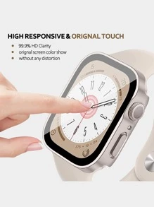 1 PIEZA Estuche impermeable chapado, estuche rígido de PC con protector de pantalla para Applewatch S10/9/8/7/6/SE/5/4/3/2/1 para 40mm/41mm/44mm/45mm/46mm/49mm/S10 42MM - Champán - Ver 5